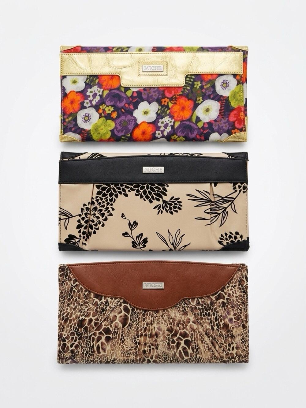 MICHE Elizabeth, Raquel Bag Purse Trifold Covers ONLY LOT of 3 shells Floral